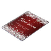 Silver Glitter Dark Red 21st Birthday Guestbook Notitieboek (Linkerzijde)