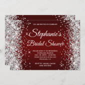 Silver Glitter Dark Red Gradient Fancy Monogram Kaart (Voorkant / Achterkant)