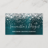 Silver Glitter Dark Turquoise Folie Online Store Visitekaartje (Voorkant)
