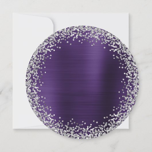 Silver Glitter Dark Violet Folie 50e verjaardag Kaart (Achterkant)