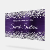 Silver Glitter Dark Violet Folie Sweet Sixteen Acryl Bord (Hoek)