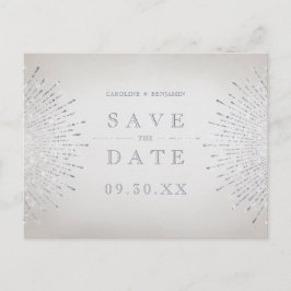 Silver glitter deco vintage bruiloft behalve datum aankondigingskaart