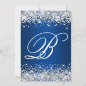Silver Glitter Deep Blue Ombre Fancy Monogram Kaart (Achterkant)