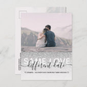 Silver Glitter Dezelfde Liefde Verschillende Datum Aankondigingskaart (Voorkant / Achterkant)