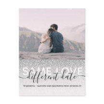 Silver Glitter Dezelfde Liefde Verschillende Datum