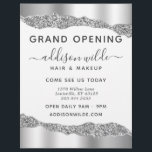 Silver Glitter Diamond Glam Business Grand Opening Flyer<br><div class="desc">Silver Glitter Diamond Glam Business Grand Opening Flyer. Elegant Silver Glitter hand lettered style calligraphy script professioneel design. Perfect voor make-up artiesten,  haarstylists,  cosmetologen en nog veel meer!</div>