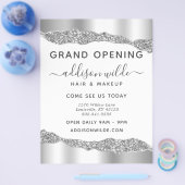 Silver Glitter Diamond Glam Business Grand Opening Flyer (Enkel)