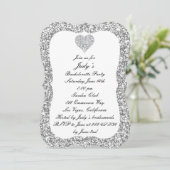 Silver Glitter Diamond Heart Bachelorette Party Kaart (Staand voorkant)