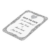 Silver Glitter Diamond Heart bespaart de datum Mag Magneet (Linkerzijde)