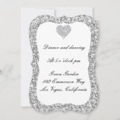 Silver Glitter Diamond Heart Reception Kaart (Voorkant)