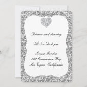 Silver Glitter Diamond Heart Reception Kaart (Voorkant)