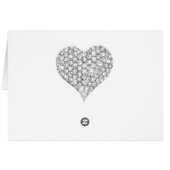 Silver Glitter Diamond Heart Table Kaart (Achterkant Horizontaal)