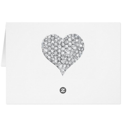 Silver Glitter Diamond Heart Table Kaart (Achterkant Horizontaal)