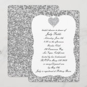 Silver Glitter Diamond Heart Vrijgezellenfeest Inv Kaart (Voorkant / Achterkant)
