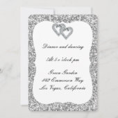 Silver Glitter Diamond Hearts Reception Kaart (Voorkant)