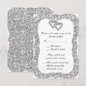 Silver Glitter Diamond Hearts Response Kaart (Voorkant / Achterkant)
