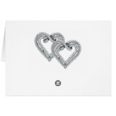 Silver Glitter Diamond Hearts Table Place Card (Achterkant Horizontaal)