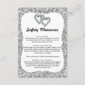 Silver Glitter Diamond Hearts Veiligheidsmaatregel Informatiekaartje (Voorkant)