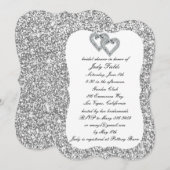 Silver Glitter Diamond Hearts Vrijgezellenfeest Ui Kaart (Voorkant / Achterkant)