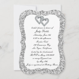 Silver Glitter Diamond Hearts Vrijgezellenfeest Ui Kaart
