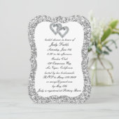 Silver Glitter Diamond Hearts Vrijgezellenfeest Ui Kaart (Staand voorkant)