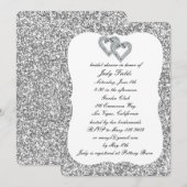 Silver Glitter Diamond Hearts Vrijgezellenfeest Ui Kaart (Voorkant / Achterkant)