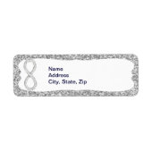 Silver Glitter Diamond Infinity Adresetiketten Etiket (Voorkant)