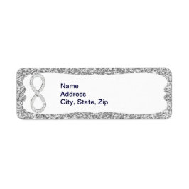 Silver Glitter Diamond Infinity Adresetiketten Etiket