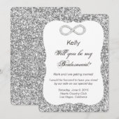 Silver Glitter Diamond Infinity Bridesmaid Kaart (Voorkant / Achterkant)