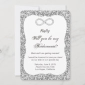 Silver Glitter Diamond Infinity Bridesmaid Kaart (Voorkant)