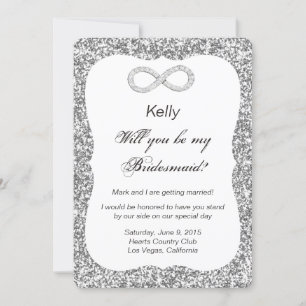 Silver Glitter Diamond Infinity Bridesmaid Kaart