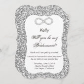 Silver Glitter Diamond Infinity Bridesmaid Kaart (Voorkant / Achterkant)
