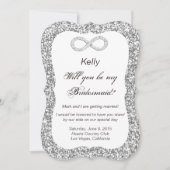 Silver Glitter Diamond Infinity Bridesmaid Kaart (Voorkant)