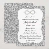 Silver Glitter Diamond Infinity Engagement Party Kaart (Voorkant / Achterkant)