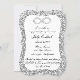 Silver Glitter Diamond Infinity Engagement Party Kaart