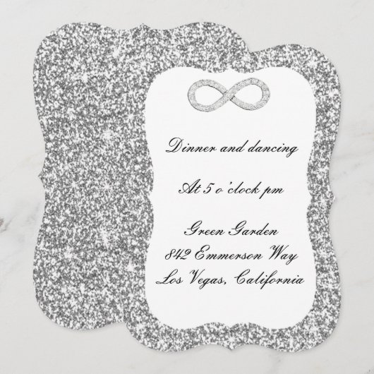 Silver Glitter Diamond Infinity Reception Kaart (Voorkant / Achterkant)