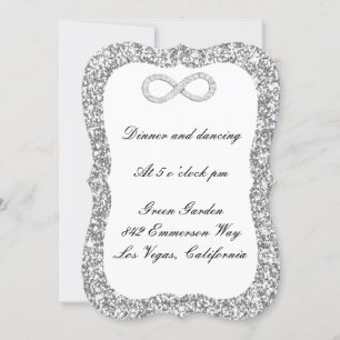Silver Glitter Diamond Infinity Reception Kaart