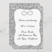 Silver Glitter Diamond Infinity Reception Kaart (Voorkant / Achterkant)