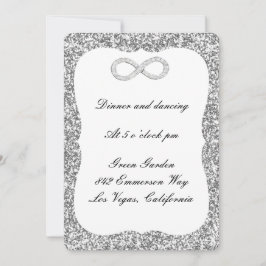Silver Glitter Diamond Infinity Reception Kaart