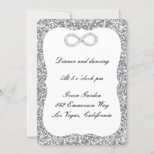 Silver Glitter Diamond Infinity Reception Kaart