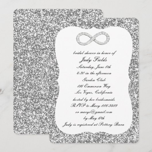 Silver Glitter Diamond Infinity Vrijgezellenfeest Kaart (Voorkant / Achterkant)