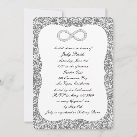 Silver Glitter Diamond Infinity Vrijgezellenfeest Kaart (Voorkant)