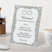 Silver Glitter Diamond Infinity Wedding Safety Reclamebord Met Voetstuk (Insitu)