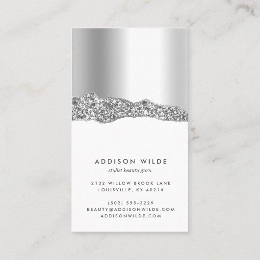 Silver Glitter Diamond Jeweling Earring Display Visitekaartje (Achterkant)