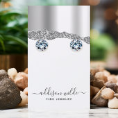 Silver Glitter Diamond Jeweling Earring Display Visitekaartje
