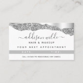 Silver Glitter Diamonds Glam Appointment Card Afsprakenkaartje (Voorkant)