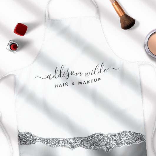 Silver Glitter Diamonds Glam Business Schort