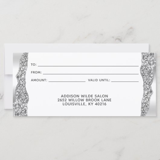 Silver Glitter Diamonds Glam Cadeft Certificate (Achterkant)