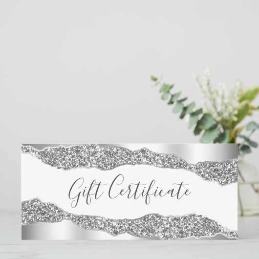 Silver Glitter Diamonds Glam Cadeft Certificate (Staand voorkant)