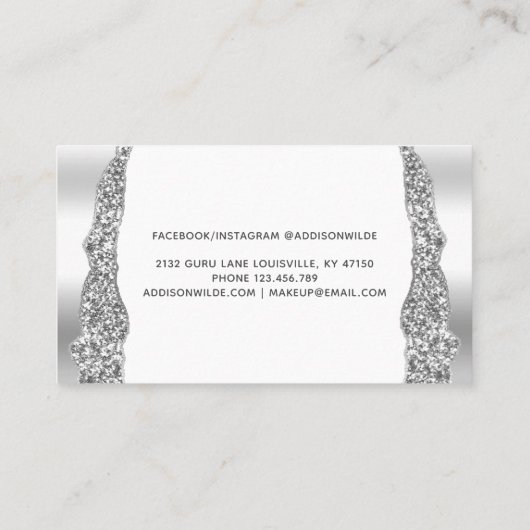 Silver Glitter Diamonds Glam Loyalty Kaart (Achterkant)